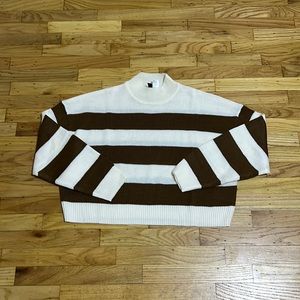 brown and creme turtle neck cropped sweater, medium, h&m, never worn